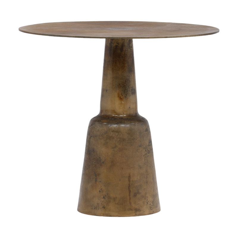 Golbez Round Aluminum Pedestal Base Dining Table, 30"H x 32"L x 32"W, Antique Brass