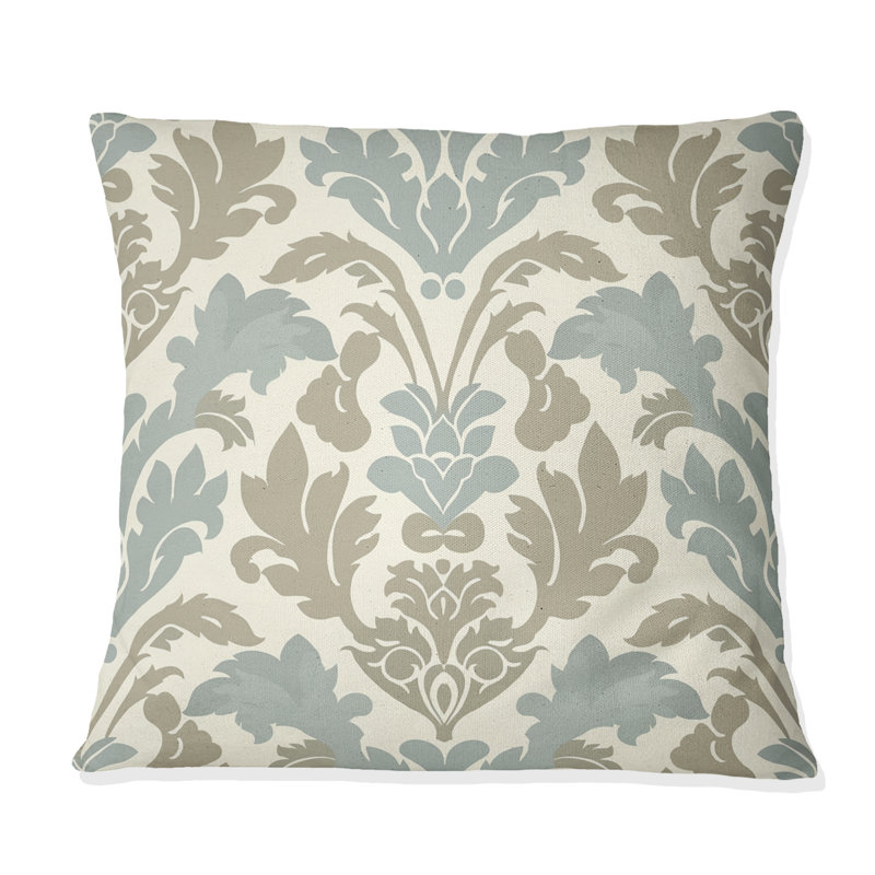 Imprimé damassé gris I - Coussin Country, H 16 po x l 16 po, Carrée