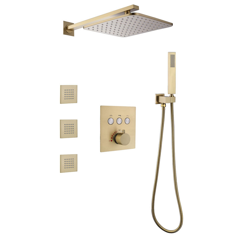 All-In-One Kit with Rough in-Valve, Brushed Gold