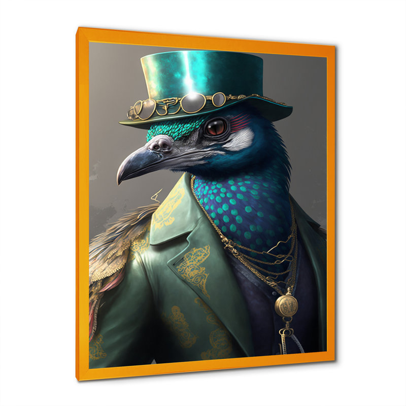 «Peacock Gangster in NYC II», impression sur toile, H 20 po x l 12 po x P 1 po, Impression dorée sur toile encadrée