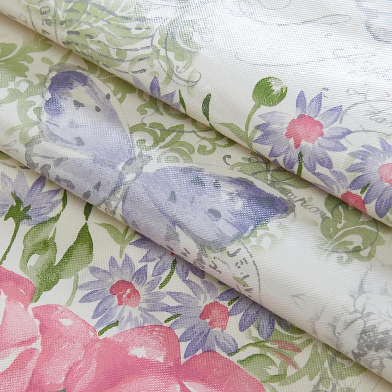 Easter Victoria Pastel Rose Floral Rectangle Vinyl Flannel Backed Tablecloth, Roses And Butterfly French Country Print Vinyl Tablecloth With Flannel Backing, Dining Party