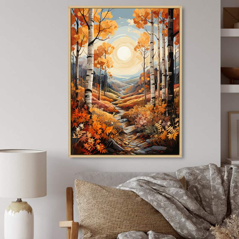 «Lykos Birch Woods Autumn Whispers IV», reproduction sur toile, H 40 po x l 30 po x P 1,5 po, Cadre naturel flottant