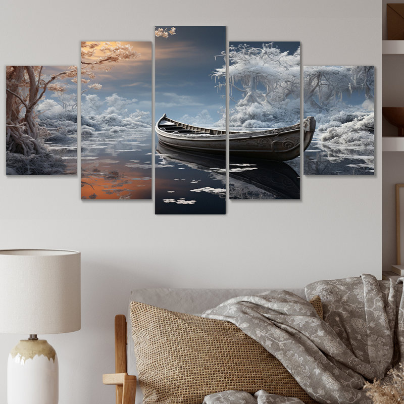 Busey - Reproduction d'art mural paysage d'hiver - 5 panneaux