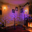 3 arbres avec lumières mauves - arbres artificiels noirs de 4 pi, 5 pi et 6 pi pour des vitrines créatives, pièce de système de branche articulée éclairée Spooky Glow, décor de maison hantée, vinyle ignifuge