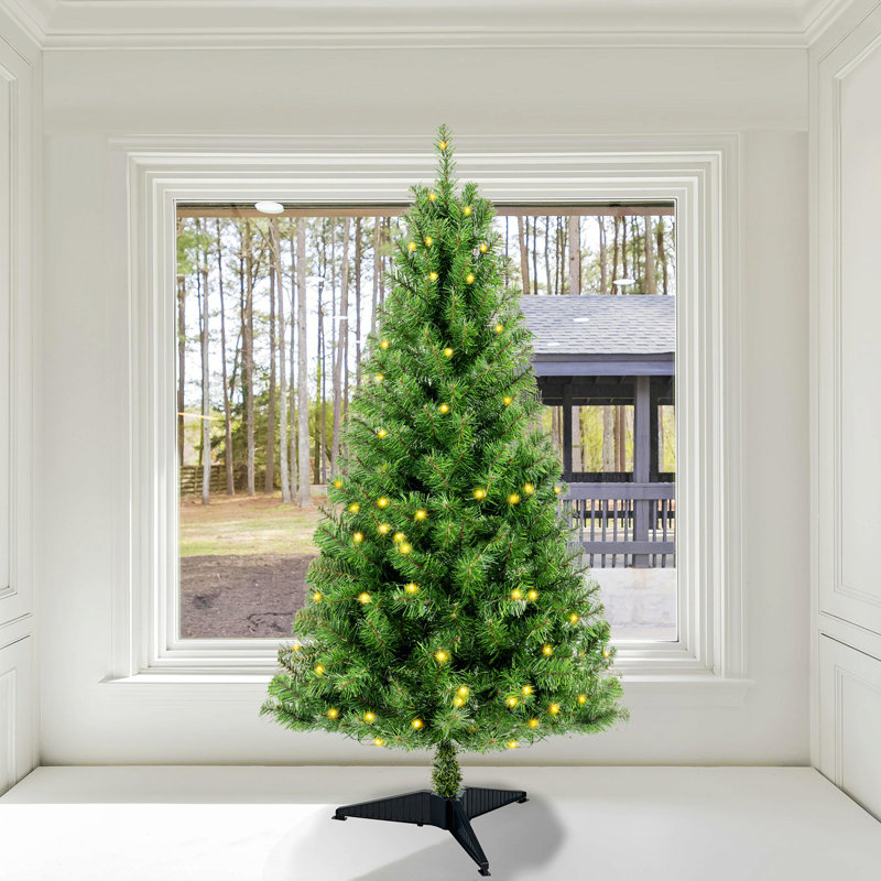 Arbre de Noël artificiel 4 pi avec base, 100 lumières DEL blanc chaud
