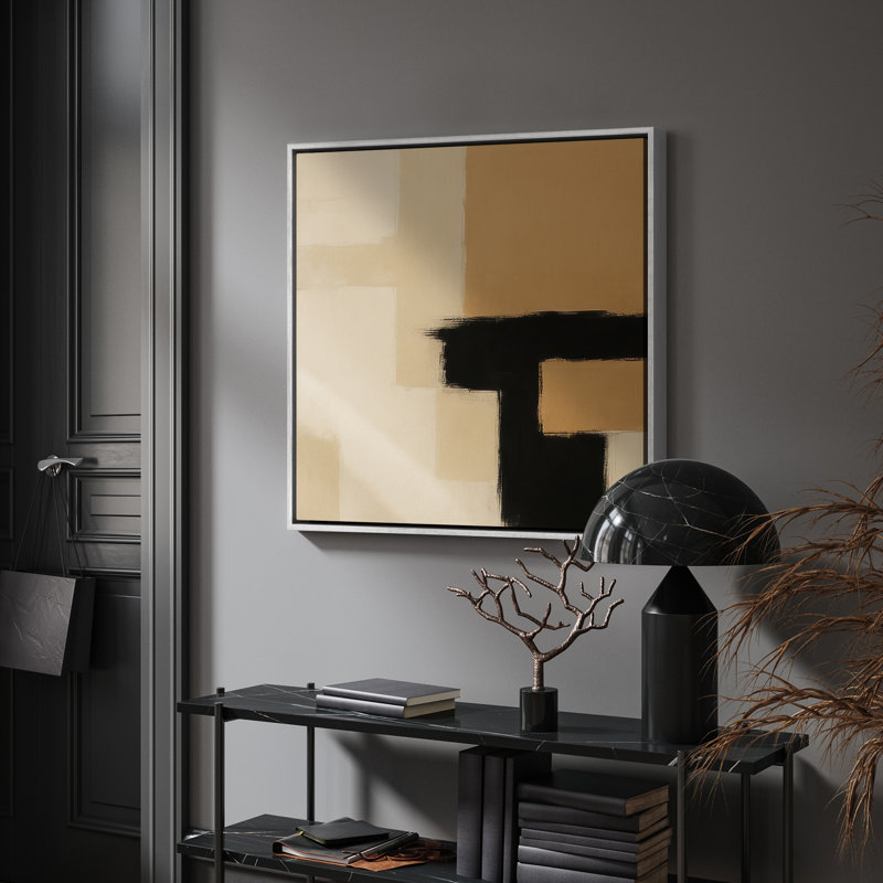 Art mural encadré abstrait rétro antique classique pour chambre à coucher, H 24 po x l 24 po, Blanc