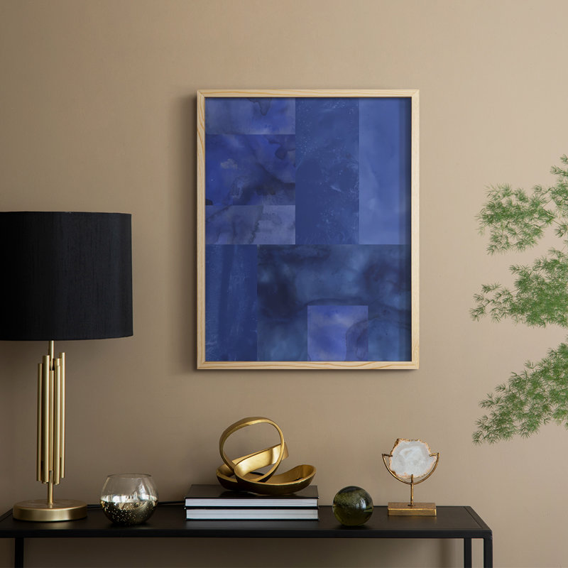 «Blue Puzzle II», reproduction encadrée - bois massif, Encadré naturel, H 11 po x l 9 po