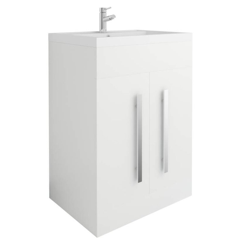 Edmonston 600mm Single Bathroom Vanity with Polyglomerate Basin, White