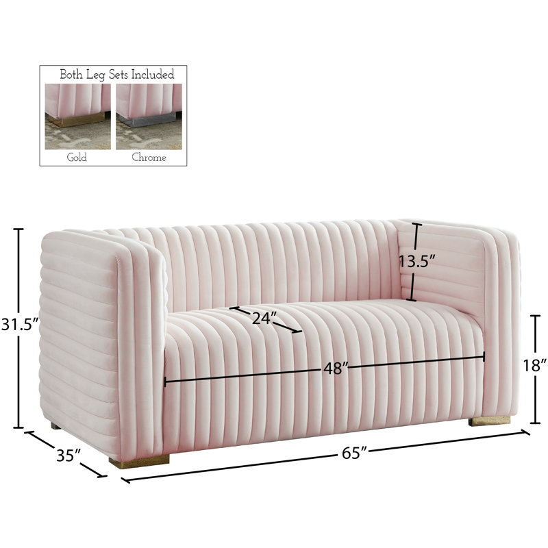 Causeuse en velours Fareid, Velours rose
