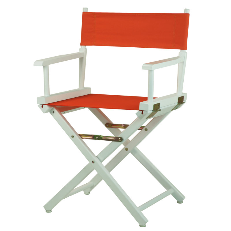 Chaise de réalisateur pliante 18 po, Orange, Blanc
