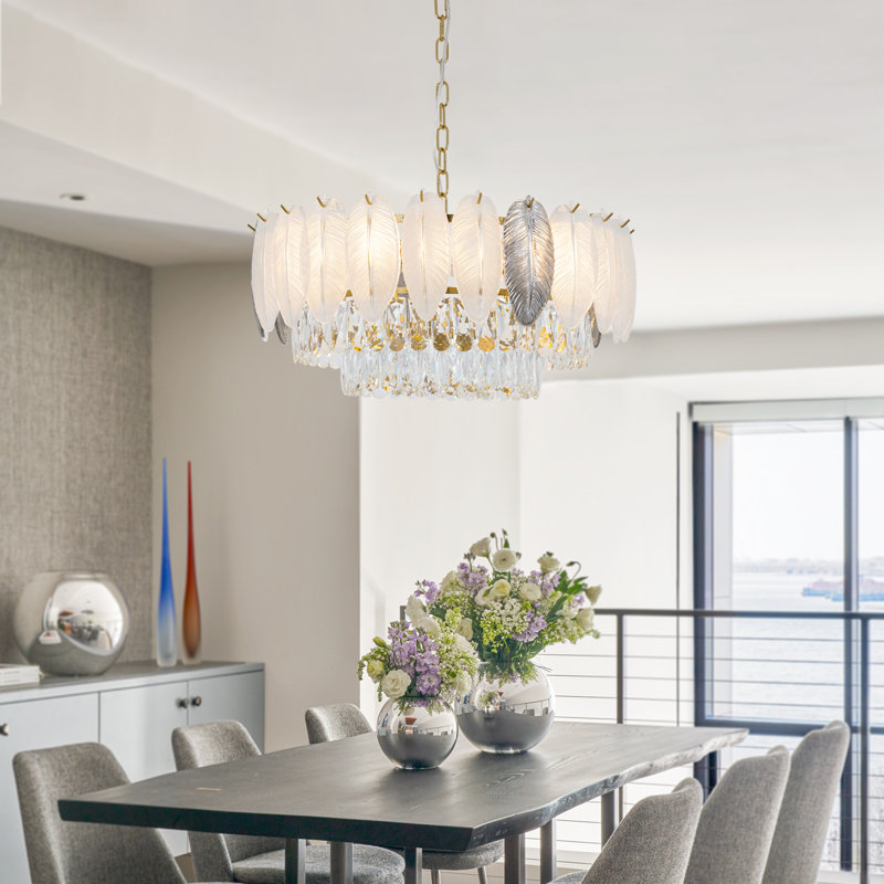 Modern 8-lights Tiered Dimmable Crystal Chandelier
