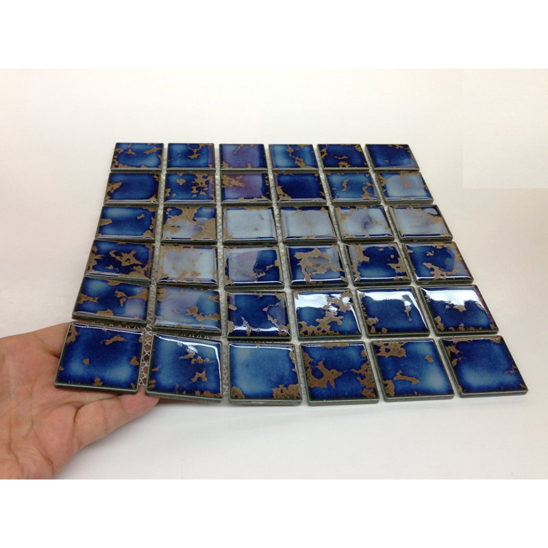 2x2 Calacatta Blue Square Pattern Porcelain Mosaic Tile