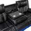Ensemble de canapé noir luxueux 2 pièces avec causeuse inclinable électrique à DEL avec ports de charge et porte-gobelets avec chargeur sans fil et haut-parleurs-137635334