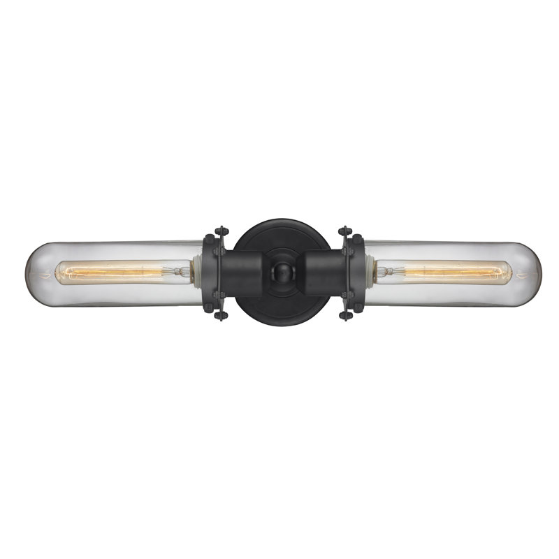 Éclairage pour meuble-lavabo 2 lumières Mikell, Transparent, Noir mat