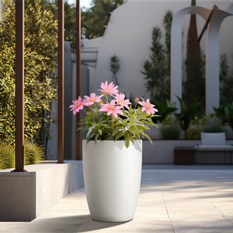 Drumagorgan Handmade Pot Planter, Crisp White, 18.5" H x 14" W x 14" D