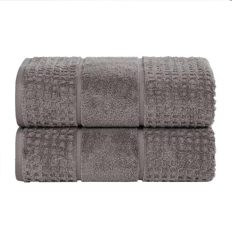 Hiyabel Zero Twist 100% Cotton Waffle Honeycomb Bath Sheet Set, Charcoal