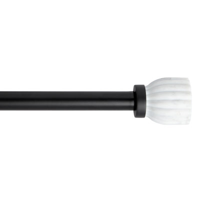 TOWN & COUNTRY LUXE Marbled Flute Single Indoor Curtain Rod and Finial Set
