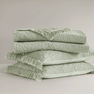 Oversized Sage Bedding Sets, Premium Cotton Blend, Elegant Floral Design For All Seasons