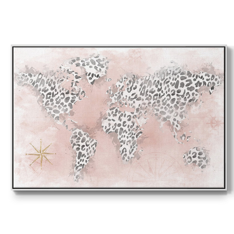 Carte de guépard rose sur toile, Blanc, H 27 po x l 41 po x P 2 po