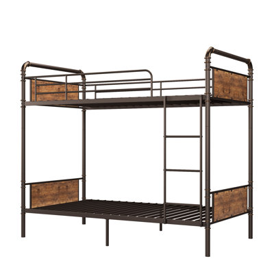 Lit superposé en métal double, structure robuste et peu encombrante avec barrières de sécurité et échelles, convertible en deux lits simples, sans sommier, idéal pour les enfants, les adolescents et les adultes, mobilier de chambre