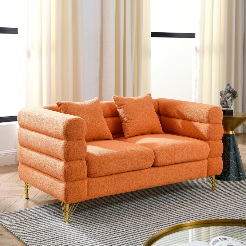 Canapé modulaire surdimensionné de 60 pouces à 2 places, canapé modulaire en tissu Comfort, Orange moelleux