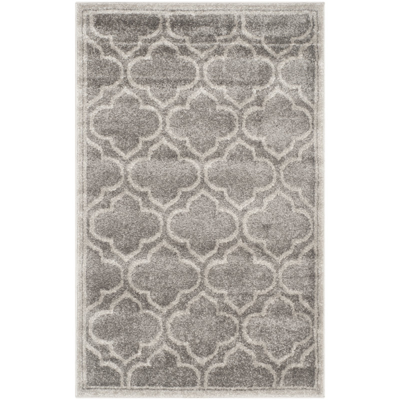 Ammundsen Abstract Grey / Light Grey Area Rug, Rectangle 4' x 6'