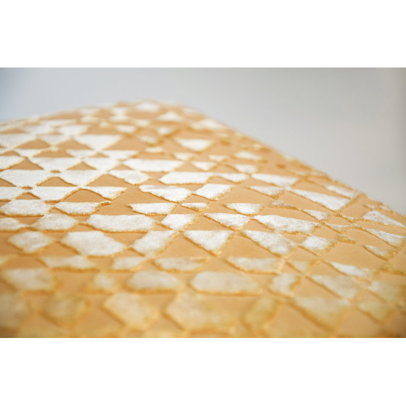 Triangles Square Velvet Pillow Cover & Insert, Gold Beige, 20" x 20"
