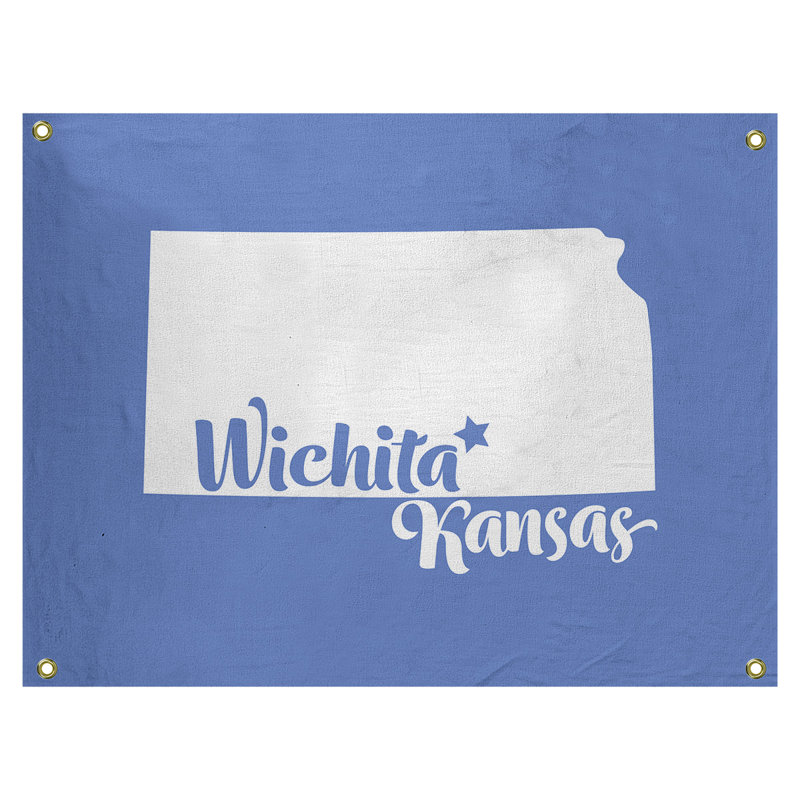 Tapisserie murale kansas wichita, H 50 po x l 59 po, Bleu
