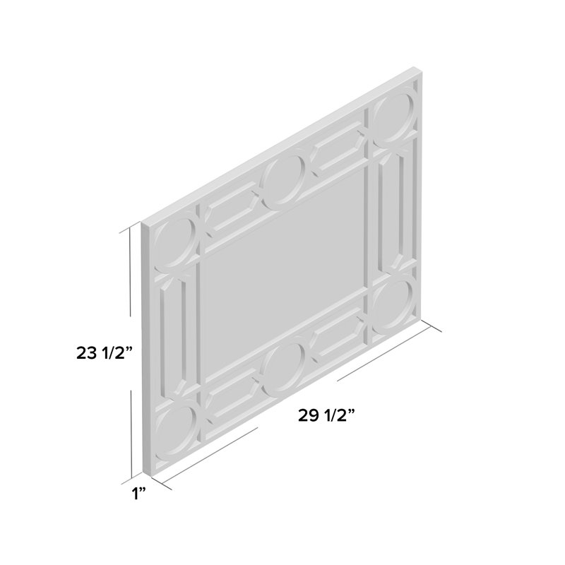 29.5" Framed Geometric Openwork Rectangular Wall Mirror, White