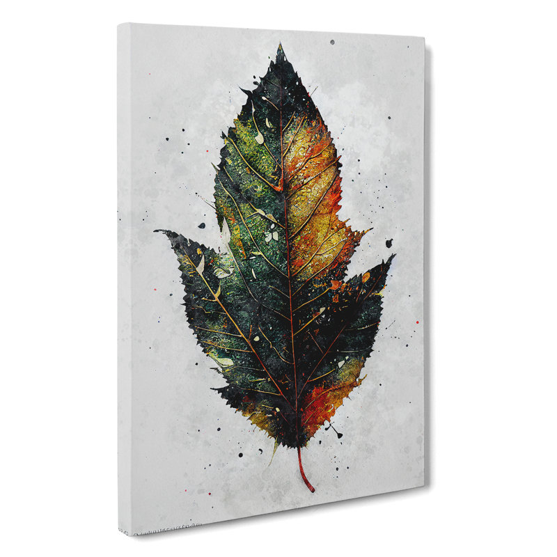 Paint Splashed Leaf - Wrapped Canvas, 76cm H x 50cm W x 3cm D