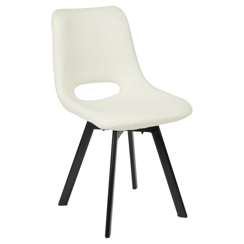 Margot 48.5cm H Linen Upholstered Desk Chair, Black, Cream