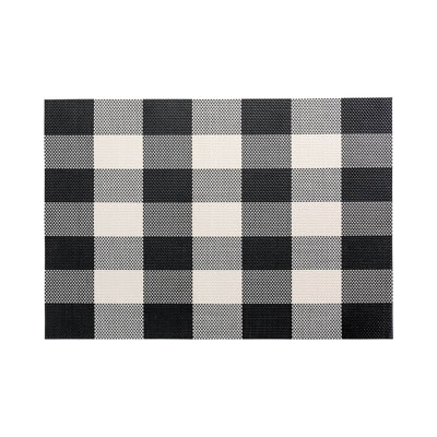 Restaurantware-Carmel Mesh 16 x 12 Inch Table Placemats, Set Of 6 Woven Washable Placemats - Large Gingham Print, No Stain, Black And White Kitchen Placemats, Heat Tolerant, Easy To Clean