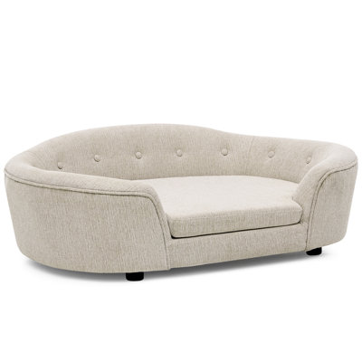 Beige, Oval Dog , , Button- Back, Short Legs, Magnetic Slip Strip, Comfortable Resting Spot, Dogs Linen, Design, Great Bed, Large Breeds