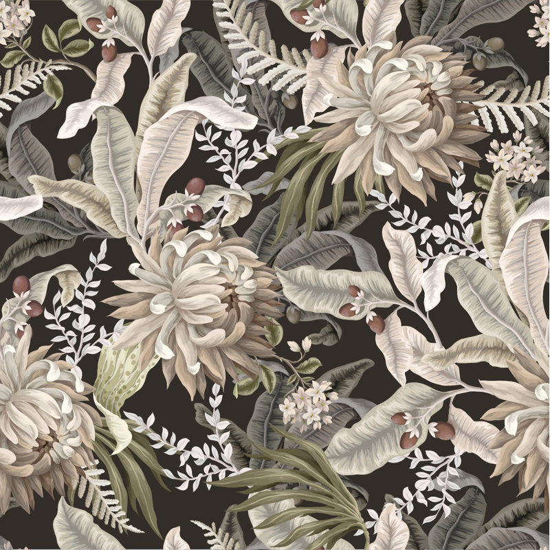 Antigua Peel & Stick Floral Tile, 124.8" L x 100" W