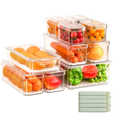 https://assets.wfcdn.com/im/13128398/resize-h380-w380%5Ecompr-r70/2466/246666993/0-Pack+Stackable+Refrigerator+Organizer+Bins+With+6+Liners%2C+Fridge+Organizers+And+Storage+Clear+Plastic+Pantry+Organization+And+Storage+Bins+With+Lids+Fruit+Vegetable+Storage+Containers+With+5Pcs+Sealing+Clips.jpg