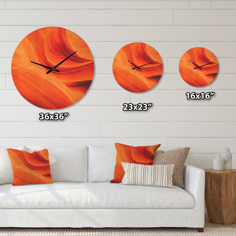 Horloge murale moderne en bois orange Upper Antelope Canyon, Moyen