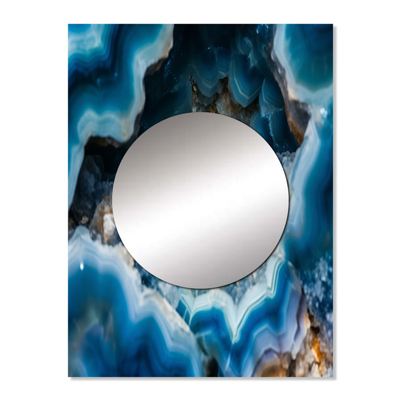 Loisjean Geode Gems I - miroir mural en pierre Geode, miroir décoratif traditionnel, impression d'art en métal, 32 po x 24 po