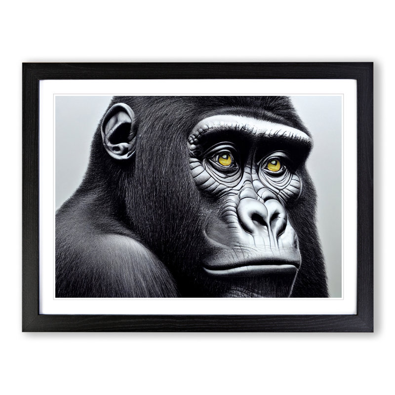 Astonishing Gorilla - Single Picture Frame Print, Black Framed, 25cm H x 34cm W x 2cm D