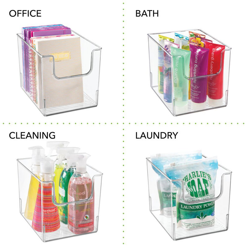 mDesign Kitchen Plastic Storage Organizer Bin With Open Front - 6 Pack - Clear