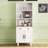 Farmhouse Storage Cabinet With 4 Solid Wood Gourd-Shaped Legs, Modern Kitchen Pantry Cabinet With Adjustable Shelves, 5 Tier Bookshelf With Drawer For Living Room, White