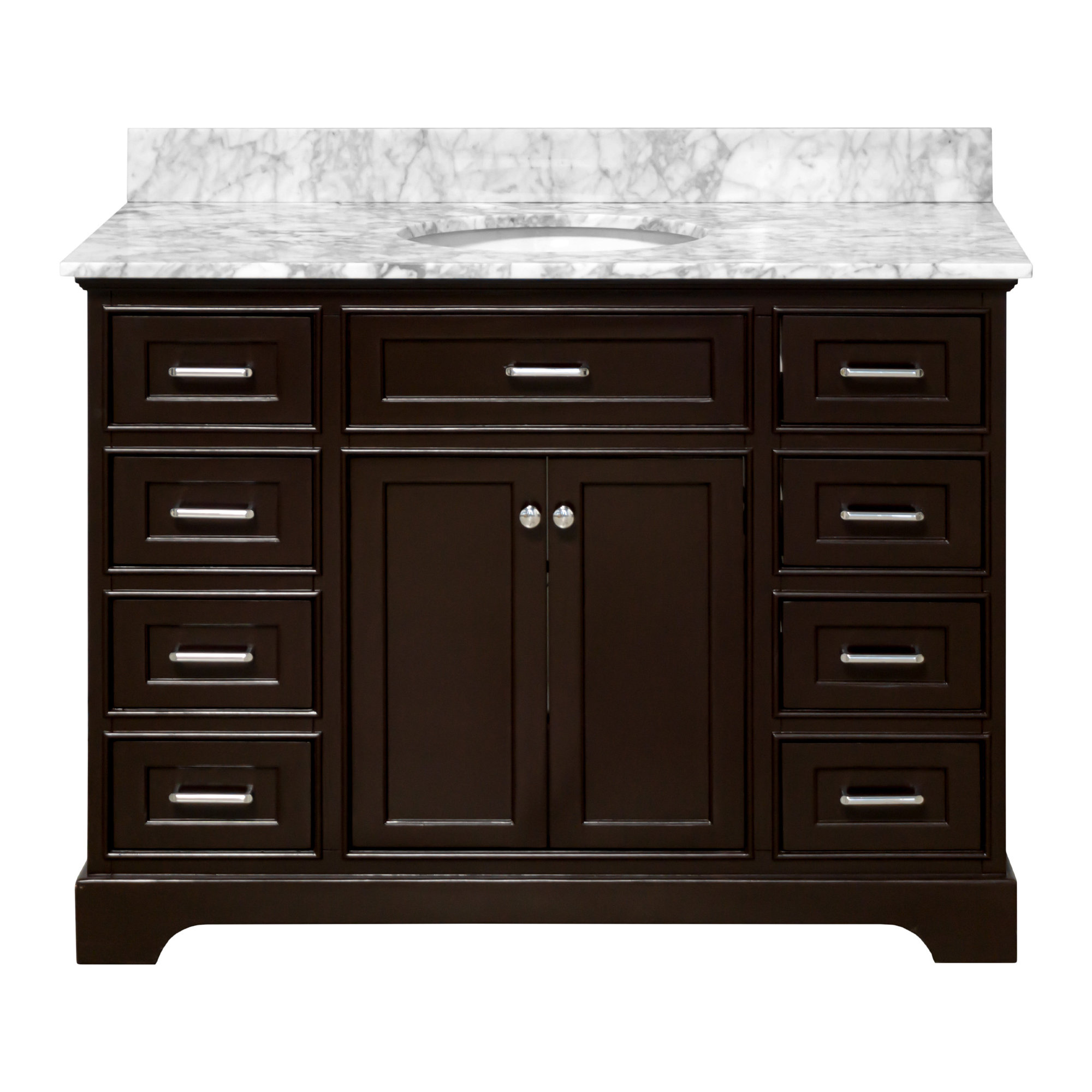 Ronnie 48'' Single Bathroom Vanity, Chocolate, Carrara Marble