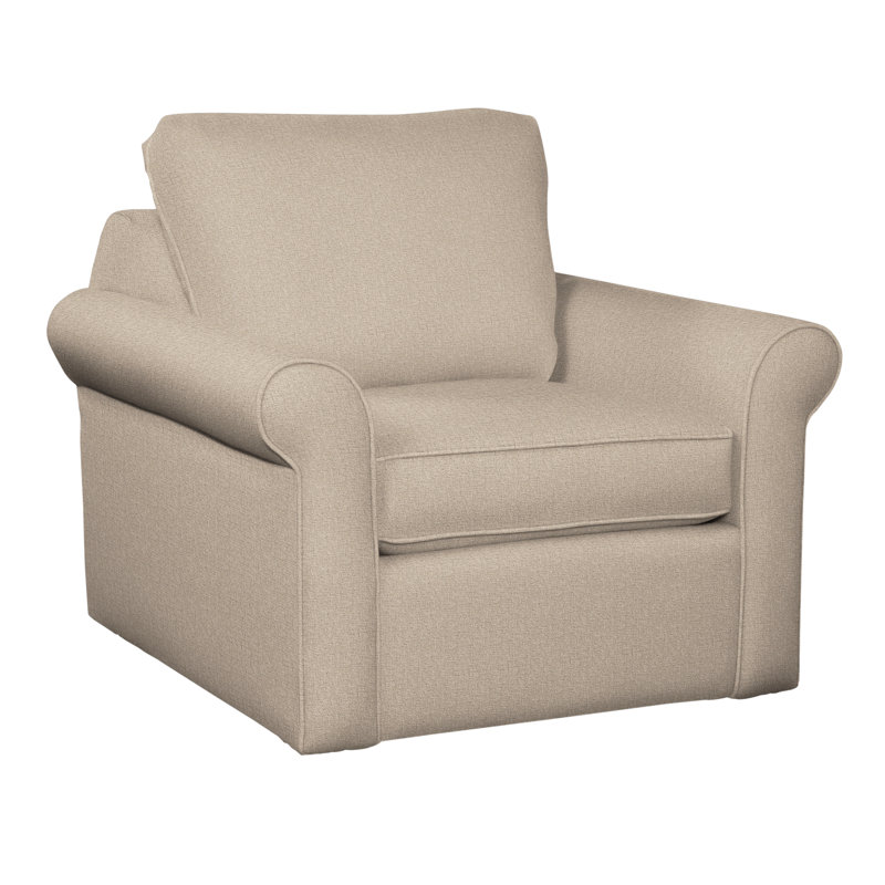 Park Lane Upholstered Swivel Armchair, Beige Cotton; 0366-94