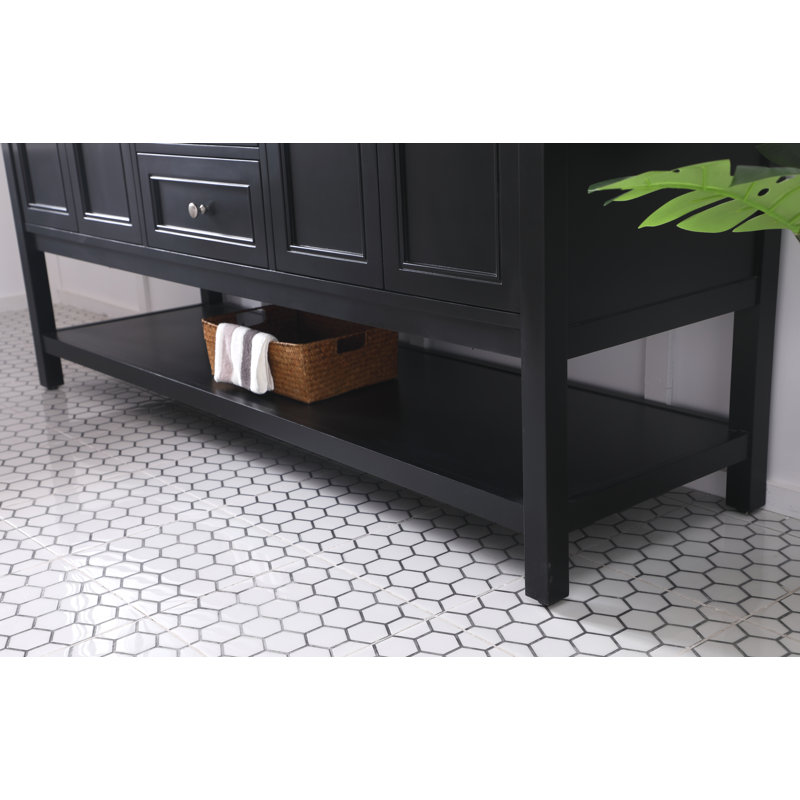 Nicholas 72'' Double Bathroom Vanity with Carrara Marble Top, Black