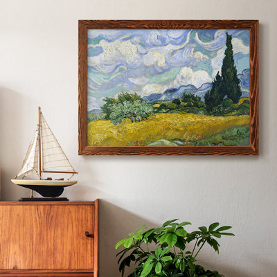 Champ de blé avec cyprès, reproduction sur toile