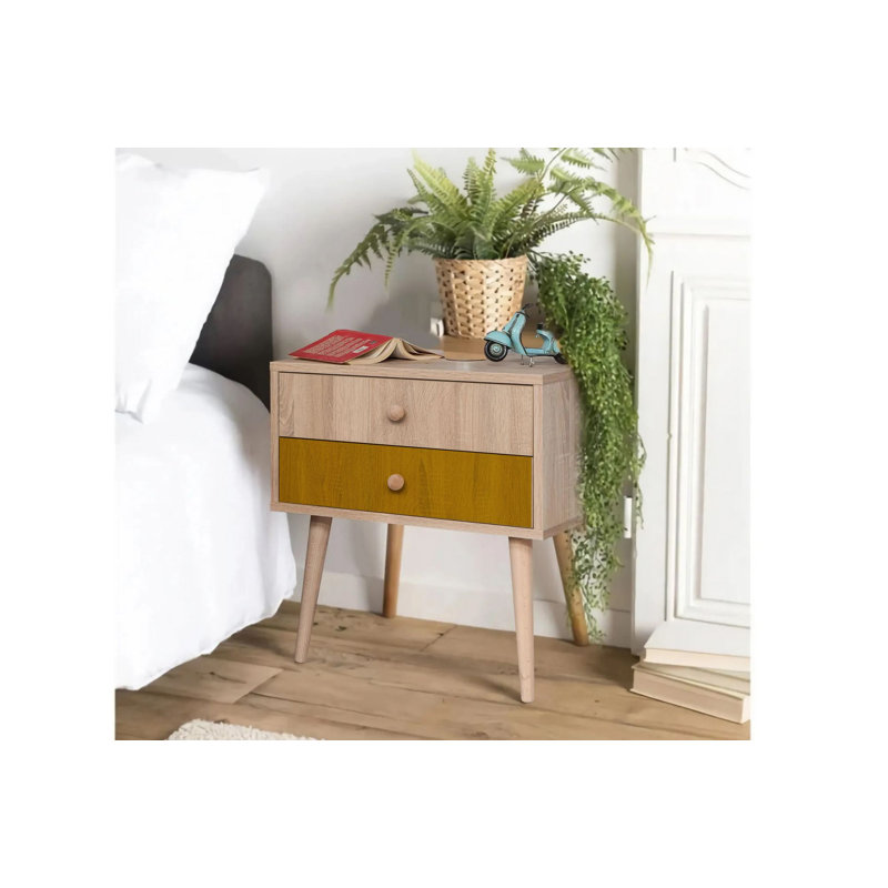 Vella 60cm W Manufactured Wood Bedside Table