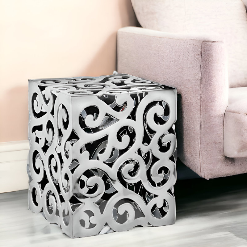 Silver Aluminum Square End Table