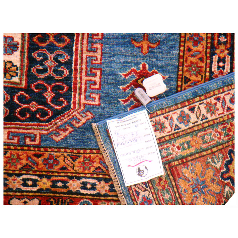 Wool Oriental Area Rug in Red/Light Blue/Orange