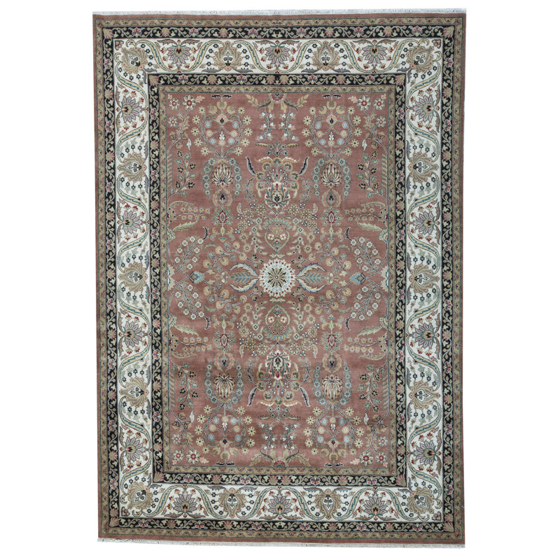 Tapis rouille et ivoire de haute qualité noué à la main