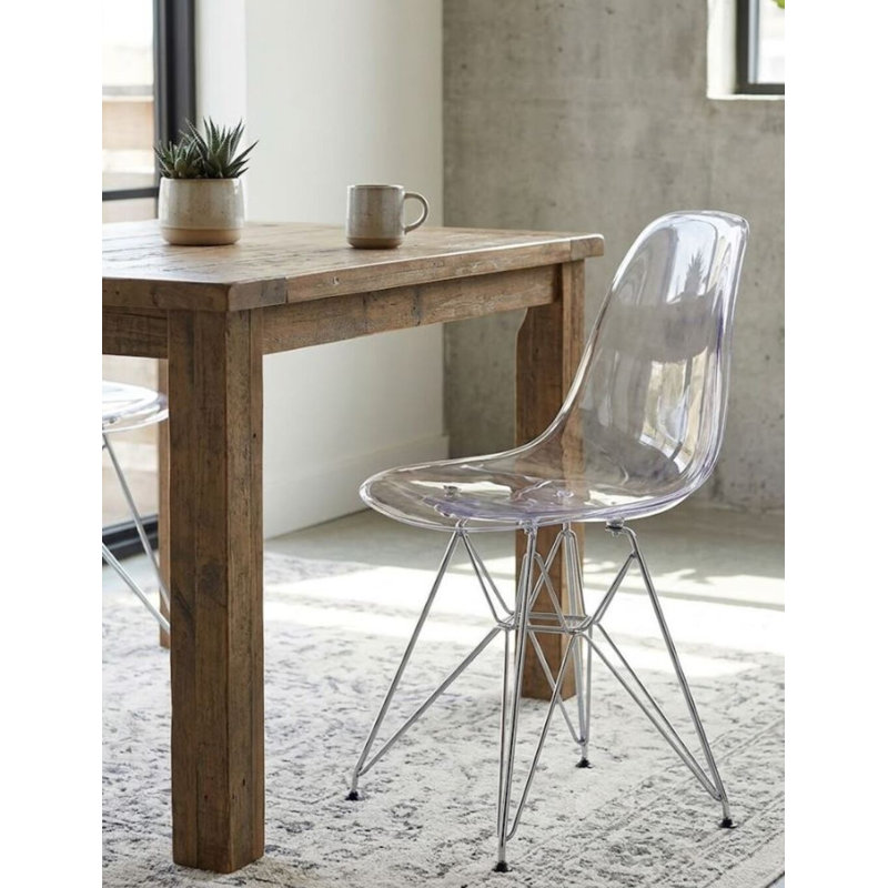 Chaise transparente Leffie, Chrome