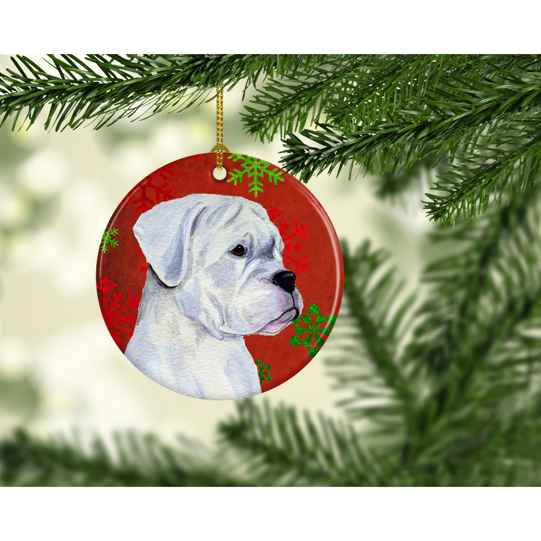 Boxer Snowflakes Holiday Christmas Ceramic Hanging Figurine Ornament The Holiday Aisle®